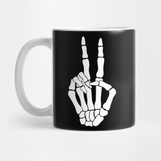 Skeleton Peace Sign Hand Hippie Halloween Mug